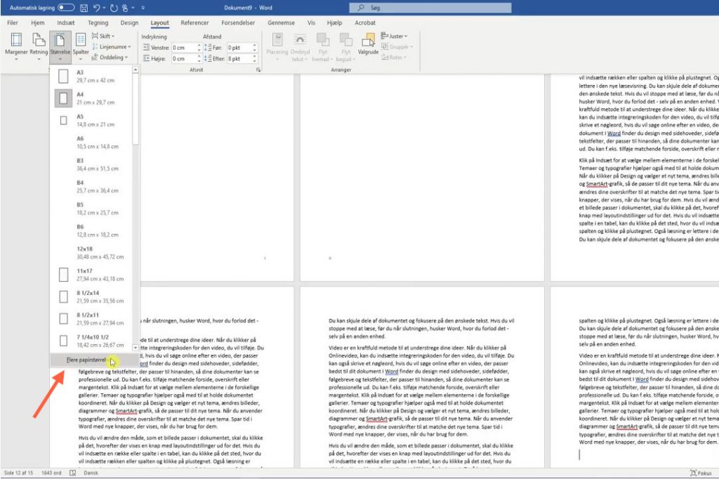 Tilpas format i Microsoft Word